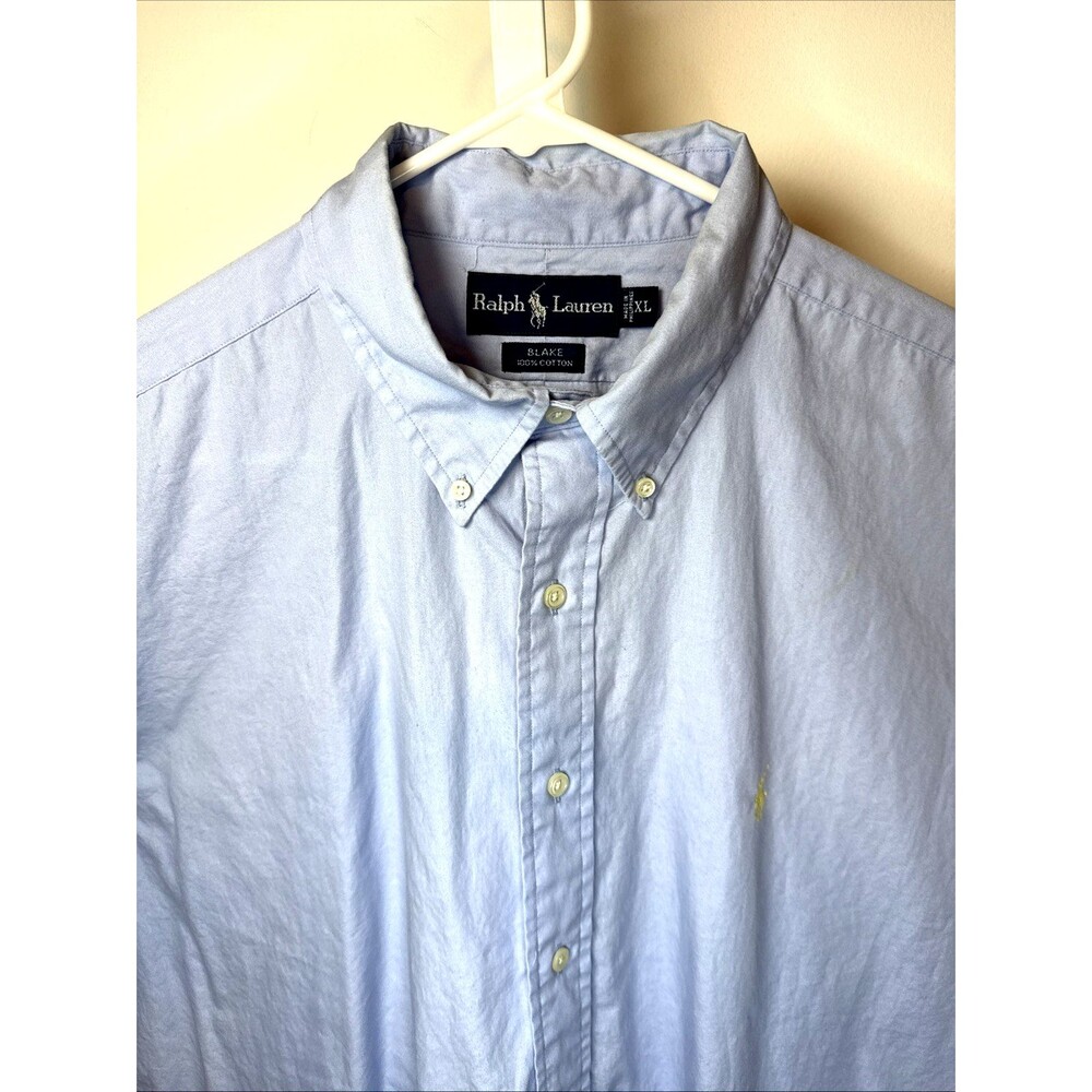 Ralph Lauren Blake Men's XL Blue 100% Cotton Short Sleeve Button Down Oxf Shirt